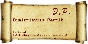 Dimitrievits Patrik névjegykártya